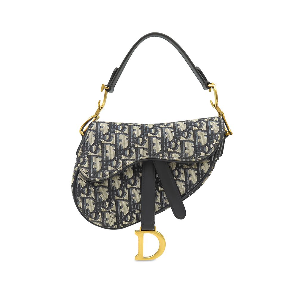 Pre-Loved Dior Mini Oblique Canvas Saddle Bag